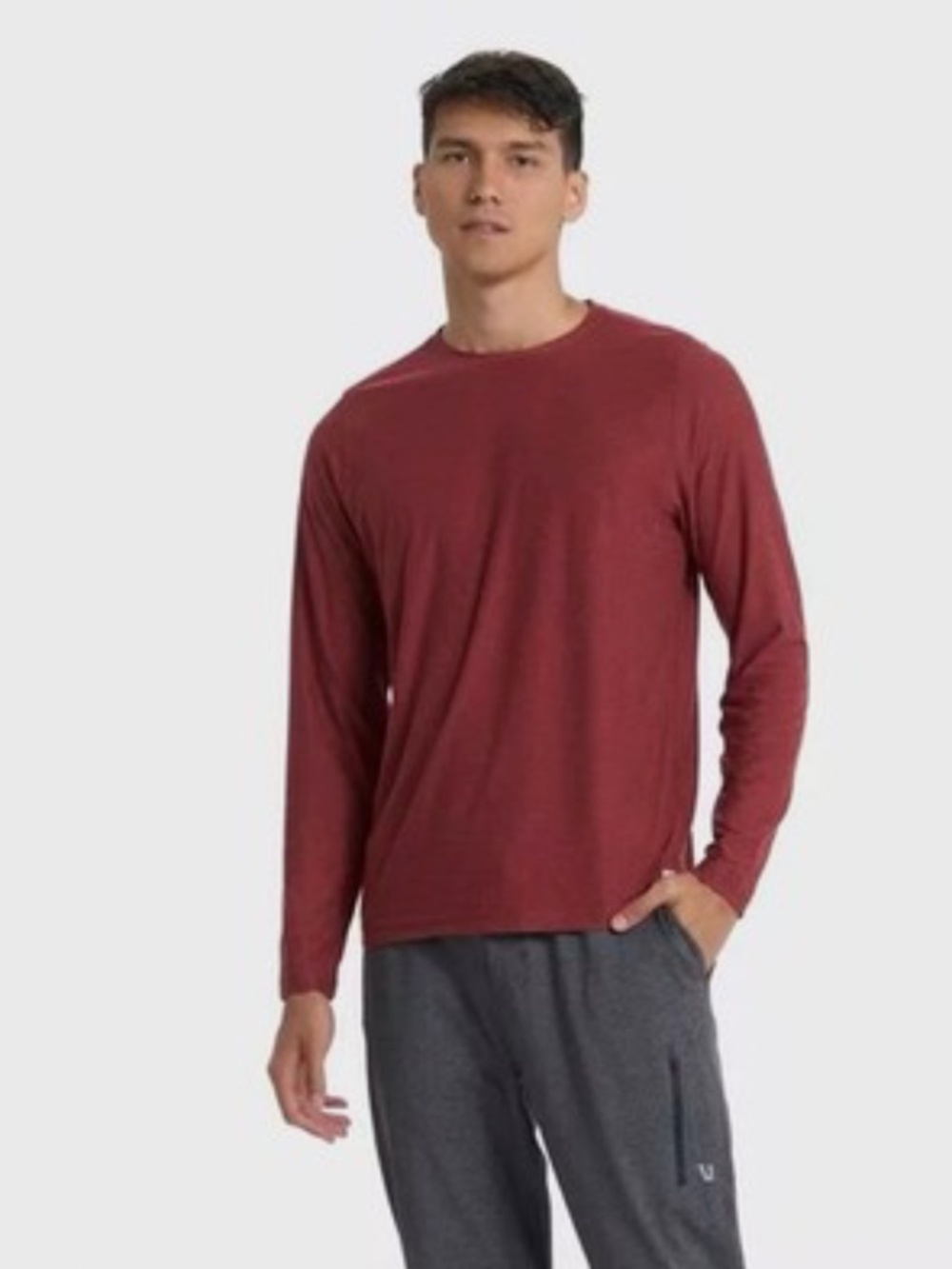 Vuori Strato Tech Tee Mens Med Crew Neck Long Sleeve Shirt Navy Heather Size M